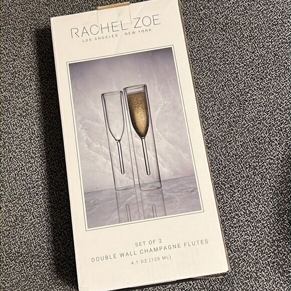 Rachel Zoe Contemporary 2 Double-walled Champagne Flutes D25 - Picture 3 of 4